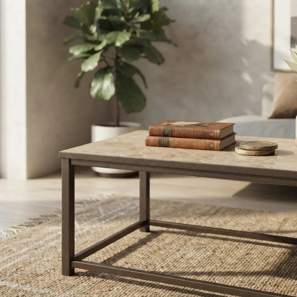 Contemporary grey mosaic tile rectangular coffee table for modern living spaces