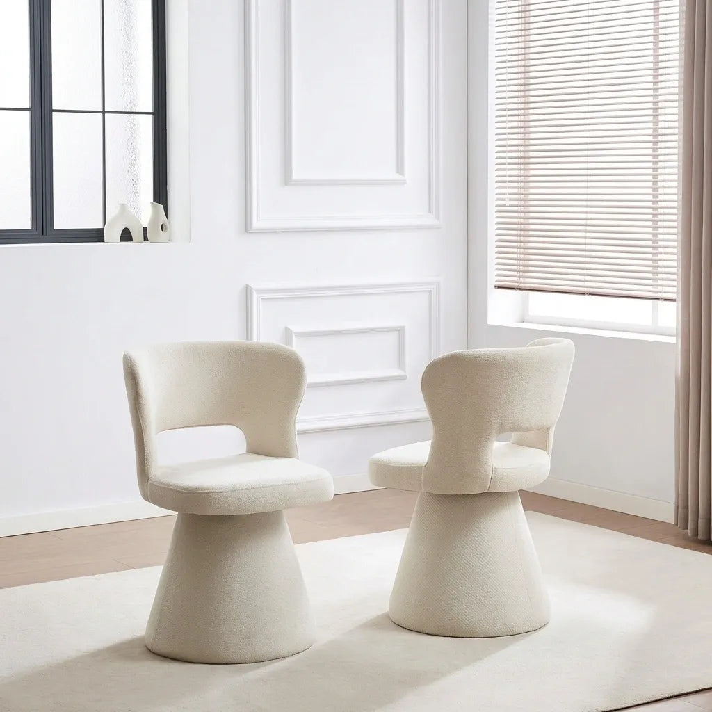 7-Piece Contemporary Dining Set displayed with rich wood-finish top details and padded fabric chairs in an open-concept dining space