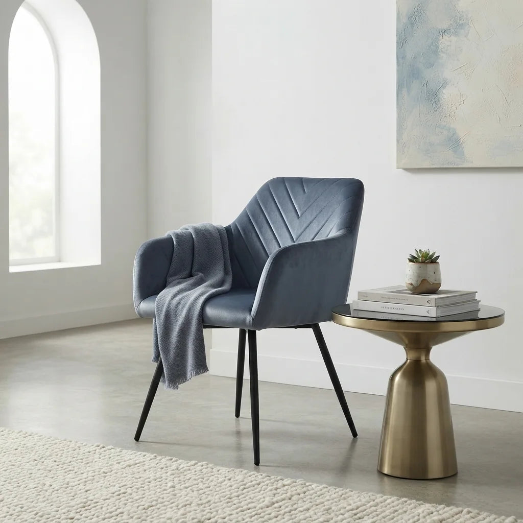 7-Piece Sintered Stone Dining Set close-up showing the smooth snowy white marble-look sintered stone surface and sturdy U-shape metal table base