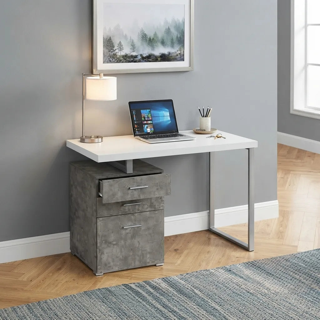 Reversible computer desk left or right hand setup configuration