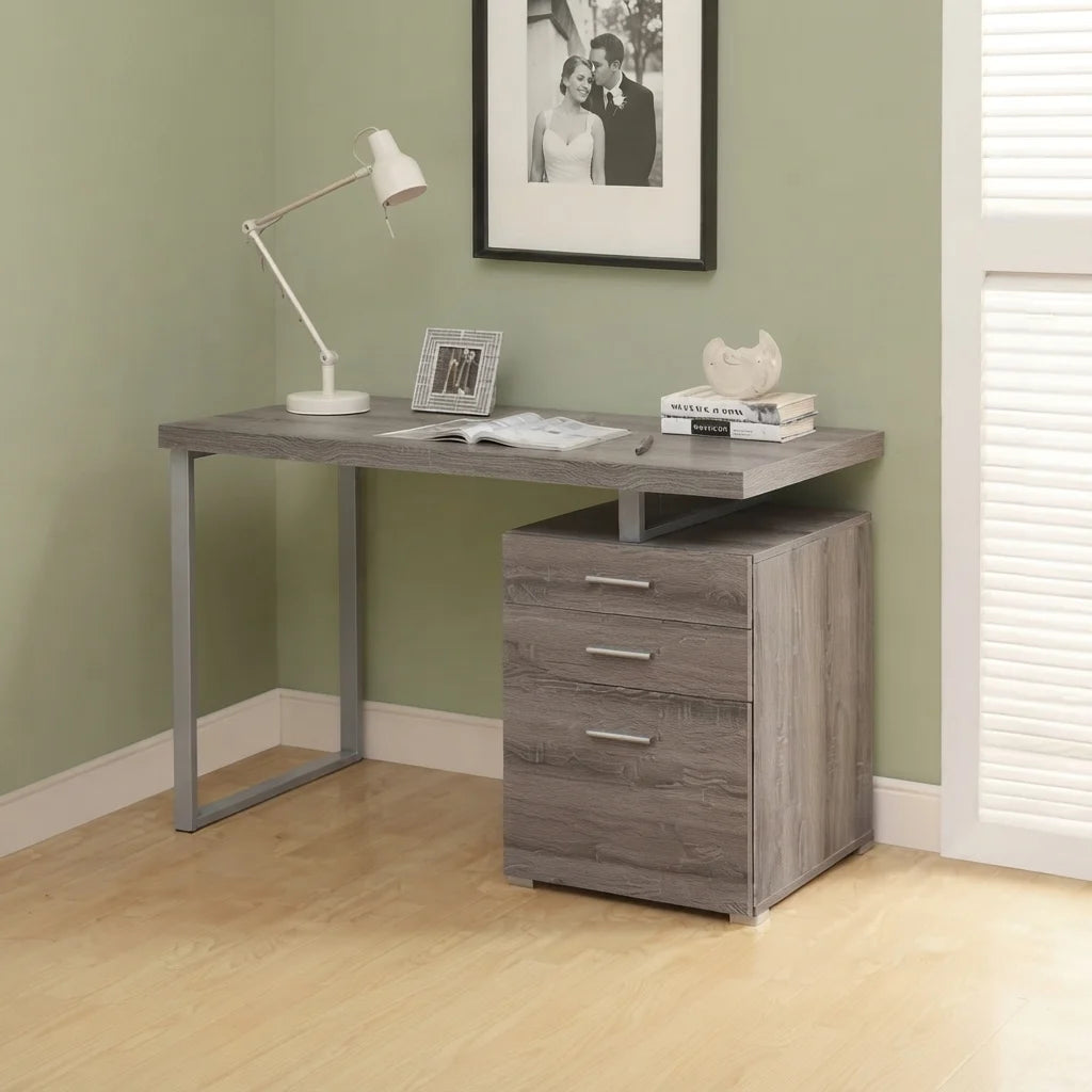 48 inch espresso brown executive writing computer desk with drawers