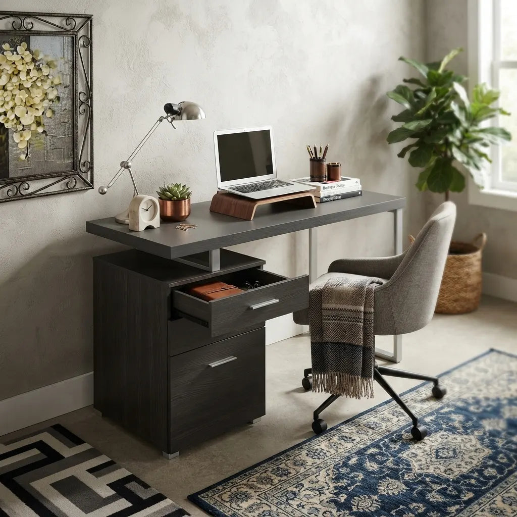 48 inch black home office computer desk with metal leg