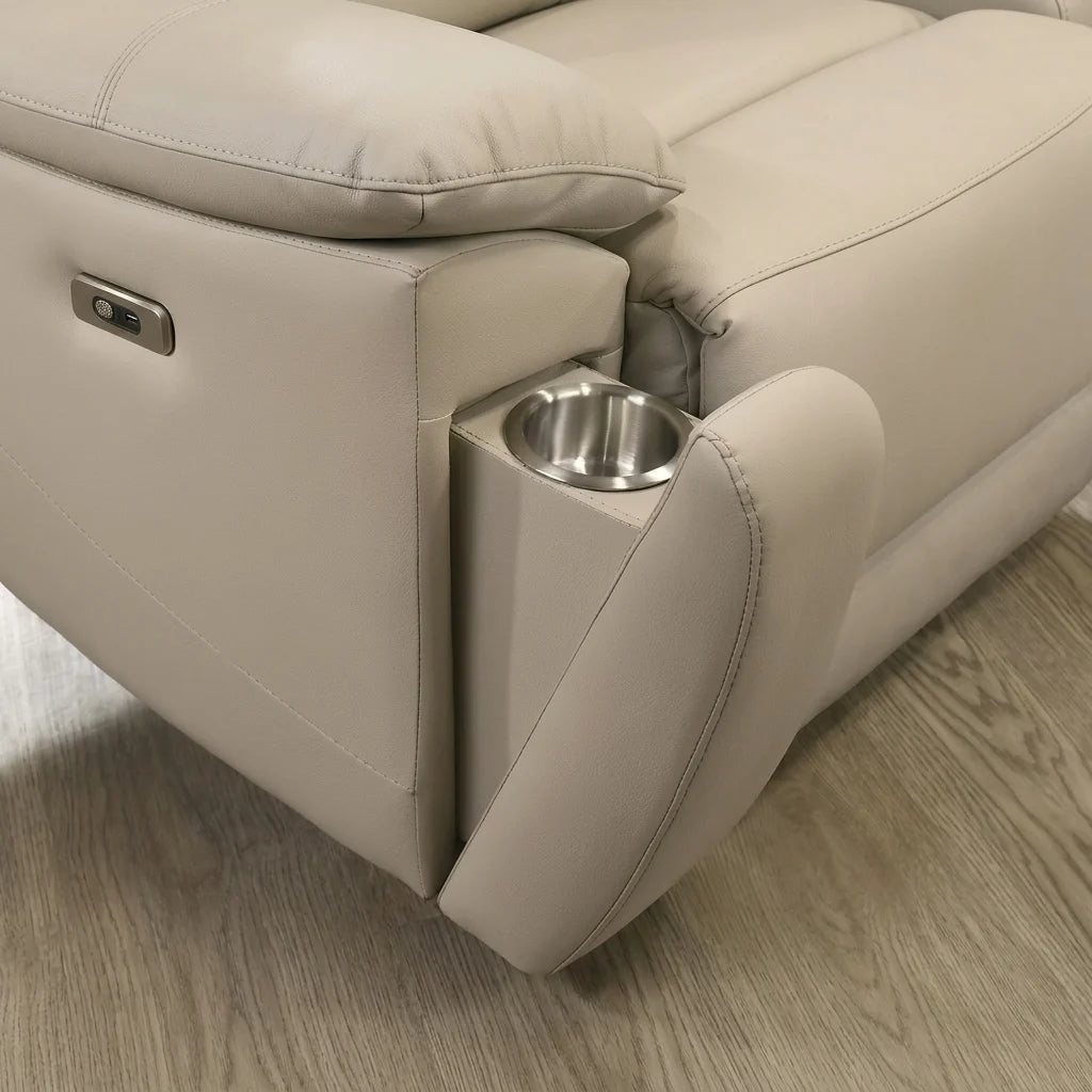 Metallic power recliner control panel with USB charging port