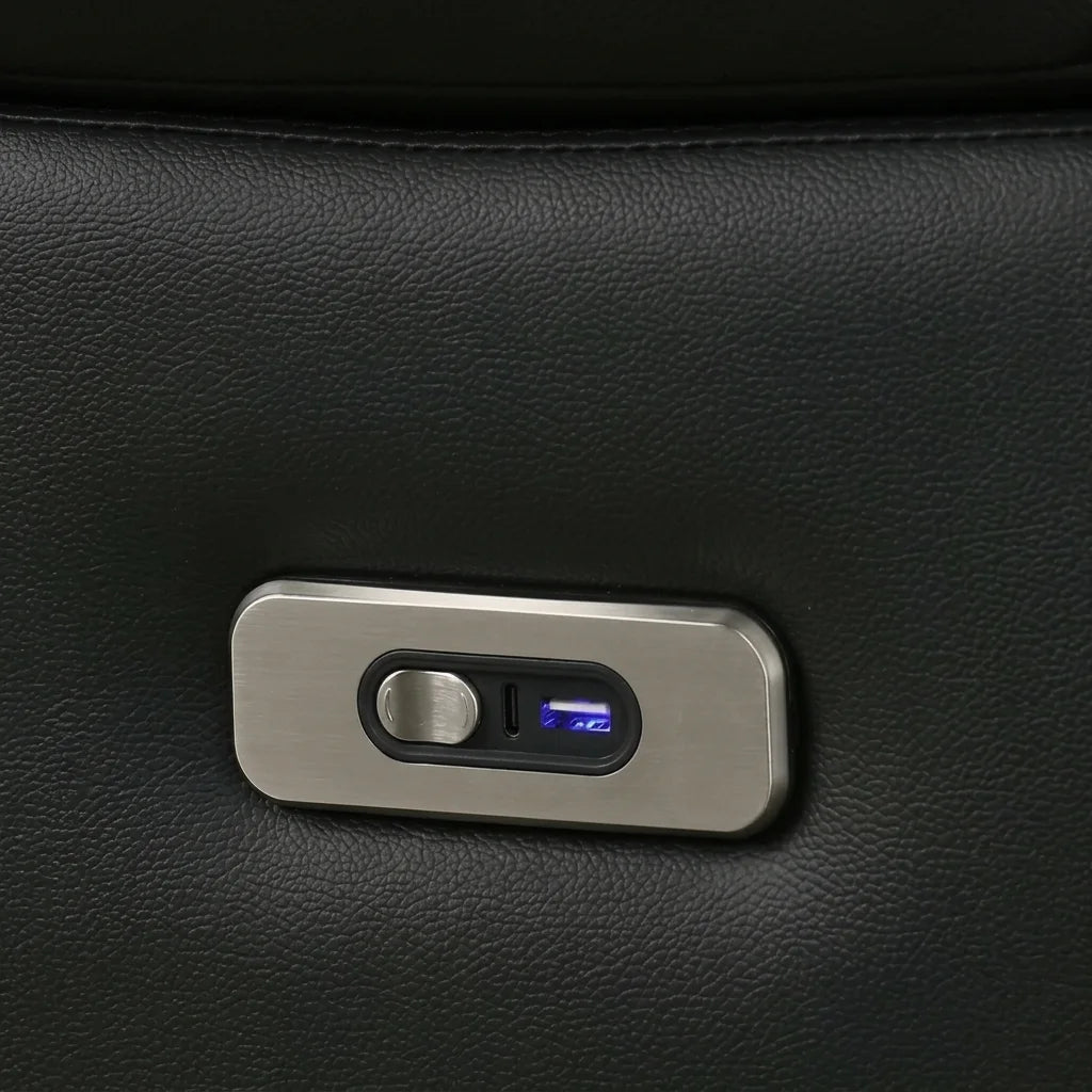 Metallic power recliner switch with built-in USB port