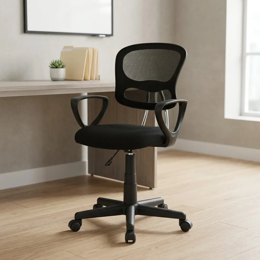 Kids white mesh office chair with ergonomic swivel and adjustable height