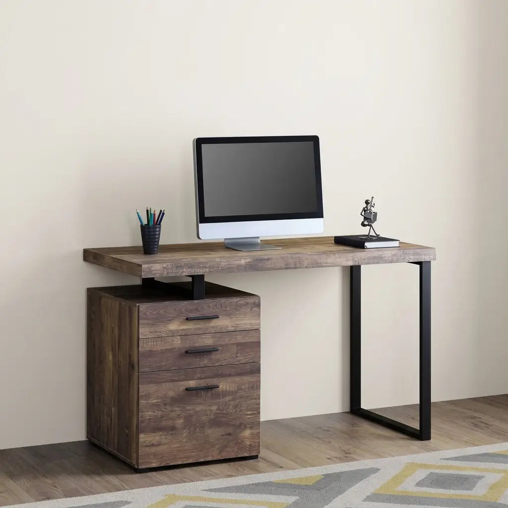 48 inch warm brown laminate home office study desk with drawers