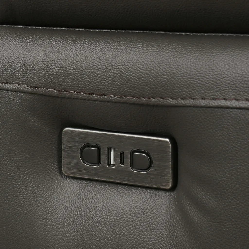 Metallic power recliner switch with built-in USB port
