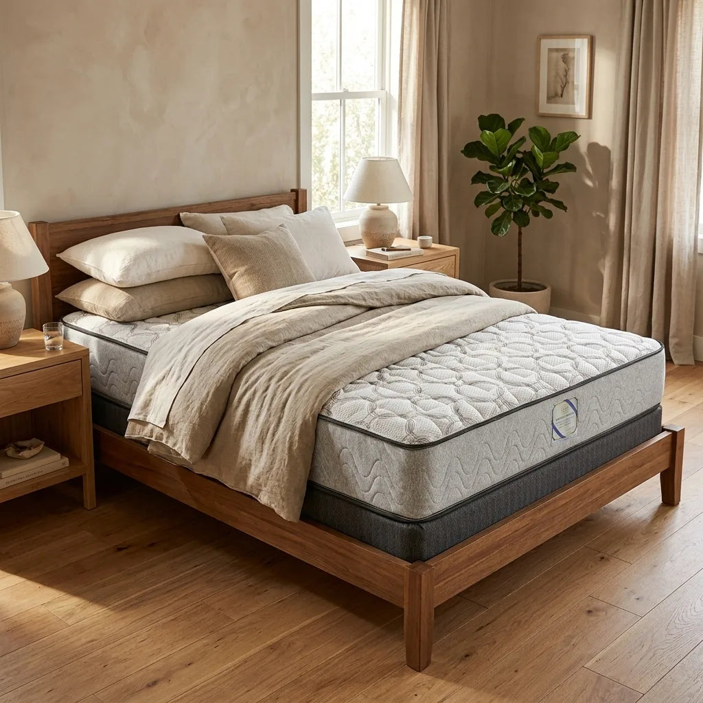 Soft stretch fabric cover on hybrid cooling mattress