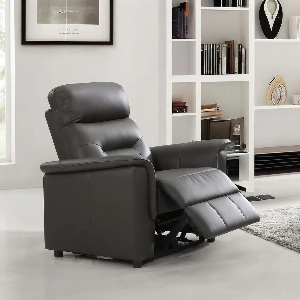 Soft brown leather match power recliner chair