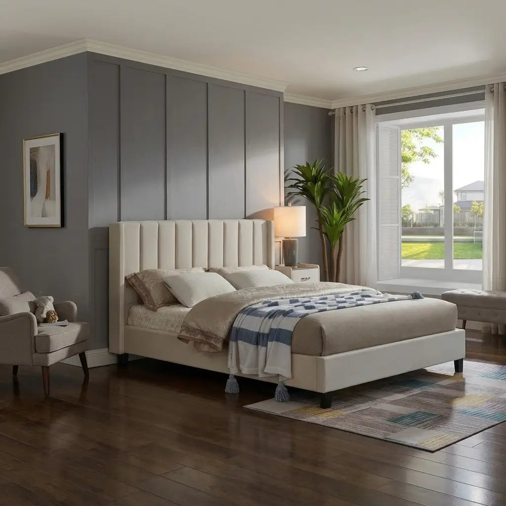 Vertical Channel Velvet Bed