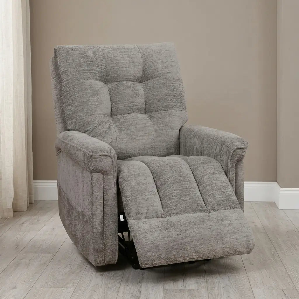 Soft grey fabric power lift chair in living room