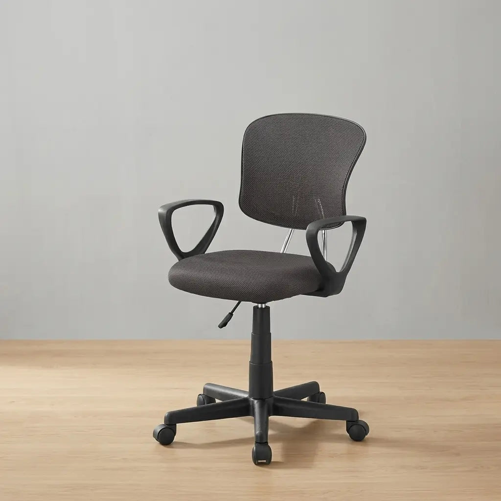 Kids black mesh office chair with extra-wide curved backrest