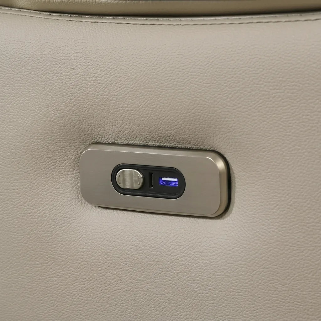 Close up of power recliner switch and USB port